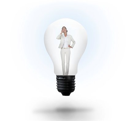 simsearch:400-04283915,k - Thinking businesswoman in light bulb on white background Stock Photo - Budget Royalty-Free & Subscription, Code: 400-07484676