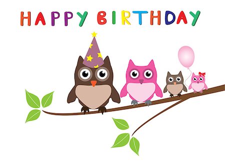 vector birthday owl card Stock Photo - Budget Royalty-Free & Subscription, Code: 400-07486458