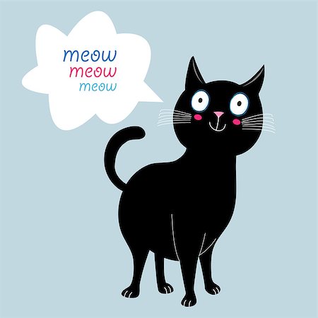 funny cat - funny black cat on a blue background Stock Photo - Budget Royalty-Free & Subscription, Code: 400-07486702