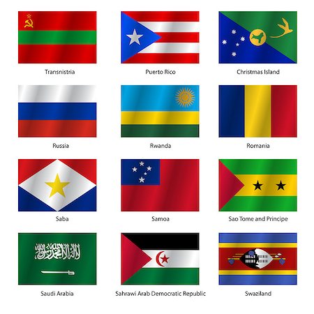 swaziland - Set  Flags of world sovereign states. Vector illustration. Set number 13. Exact colors. Easy changes. Stock Photo - Budget Royalty-Free & Subscription, Code: 400-07486744