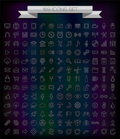 169 line icons. Universal bundle. Vector illustration. Stock Photo - Budget Royalty-Free & Subscription, Code: 400-07486780