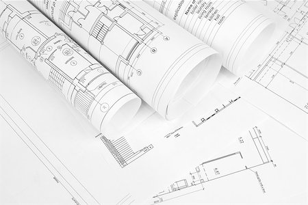 simsearch:400-06424061,k - Scrolls of architectural drawings. The desk architect Stock Photo - Budget Royalty-Free & Subscription, Code: 400-07481164