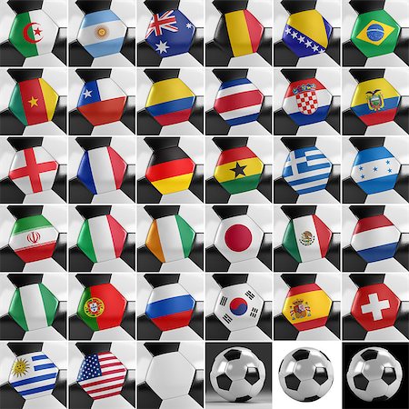 Soccer balls with all national flags of the world championship Stock Photo - Budget Royalty-Free & Subscription, Code: 400-07481531