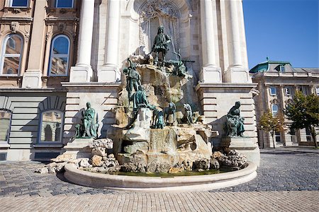simsearch:400-07681663,k - Matthias Fountain in the northwest courtyard of the Buda Castle Royal Palace, Budapest, Hungary Stock Photo - Budget Royalty-Free & Subscription, Code: 400-07482921