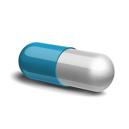 pills vector - Blue and white pill on white background. Vector illustration Stock Photo - Budget Royalty-Free & Subscription, Code: 400-07498751