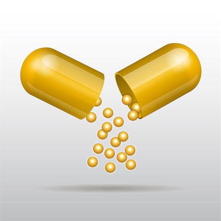 pills vector - Small balls  pouring from an open medical capsule. Vector illustration Stock Photo - Budget Royalty-Free & Subscription, Code: 400-07498752