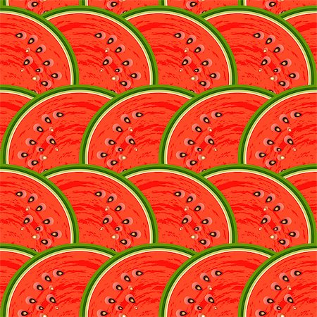 Watermelon fruit. Design seamless colorful pattern. Vector art. EPS10 Stock Photo - Budget Royalty-Free & Subscription, Code: 400-07499076
