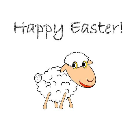 simsearch:400-07424187,k - A funny cartoon Easter sheep. Design Easter card. Vector-art illustration on a white background Photographie de stock - Aubaine LD & Abonnement, Code: 400-07499104
