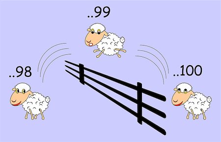 sheep vectors - Funny cartoon sheep jumping through the fence. Vector-art illustration Stock Photo - Budget Royalty-Free & Subscription, Code: 400-07499105