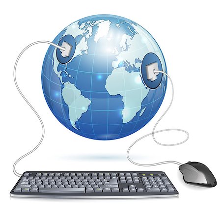 simsearch:400-06737278,k - Mouse and Keyboard Connected to Earth, vector illustration isolated on white background Stock Photo - Budget Royalty-Free & Subscription, Code: 400-07499175