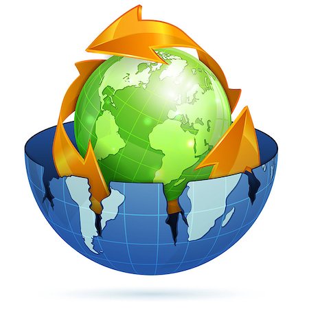 simsearch:400-06737278,k - Damaged Earth with New Green Planet, isolated on white icon, vector illustration Stock Photo - Budget Royalty-Free & Subscription, Code: 400-07499185