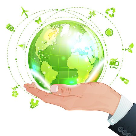 simsearch:400-05877514,k - Hand with Earth and lot Environments Icons, vector isolated on white background Stock Photo - Budget Royalty-Free & Subscription, Code: 400-07499188