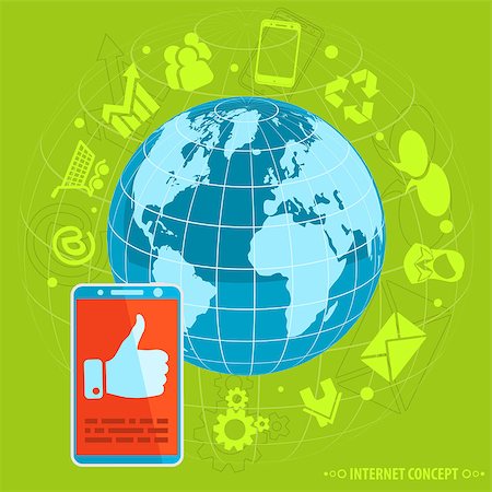 simsearch:400-06737278,k - Internet Concept with Flat Design Icons for Social Media, vector Stock Photo - Budget Royalty-Free & Subscription, Code: 400-07499434