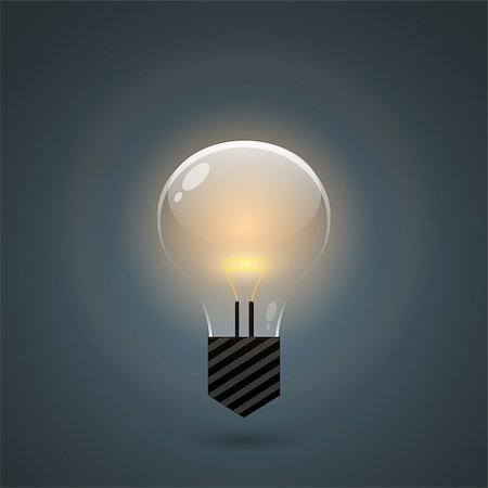 Glowing bulb on dark background illustrating an idea Stock Photo - Budget Royalty-Free & Subscription, Code: 400-07499852