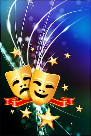 fireworks with yellow and green background - Comedy and Tragedy Masks on Abstract Modern Light Background Original Illustration Photographie de stock - Aubaine LD & Abonnement, Code: 400-07505457