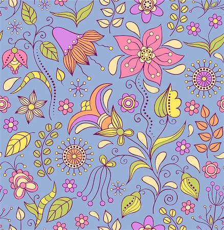 simsearch:400-07049687,k - Vector illustration of seamless pattern with abstract flowers.Floral background Stock Photo - Budget Royalty-Free & Subscription, Code: 400-07505811