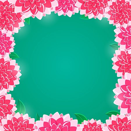 simsearch:400-06199402,k - Pink Floral Frame with Shiny Flowers on Green Background. Vector Invitation Card Stock Photo - Budget Royalty-Free & Subscription, Code: 400-07506799