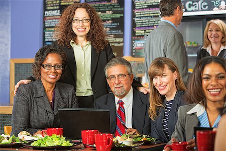 simsearch:400-04099373,k - Happy diverse group of business people meeting for lunch Stock Photo - Budget Royalty-Free & Subscription, Code: 400-07507039