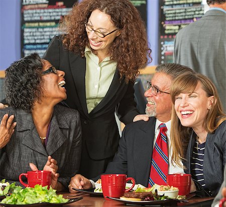simsearch:400-04099373,k - Diverse group of four happy executives having lunch Stock Photo - Budget Royalty-Free & Subscription, Code: 400-07507042