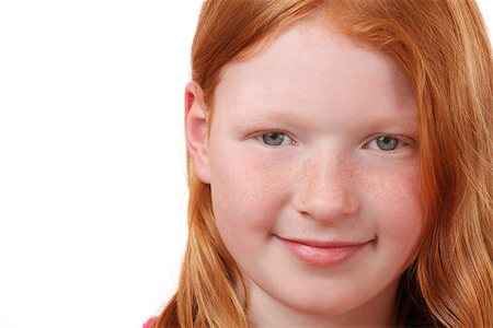 simsearch:400-07509444,k - Young red-haired girl with freckles on white background Stock Photo - Budget Royalty-Free & Subscription, Code: 400-07507225