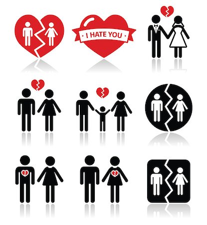 simsearch:400-06207242,k - Icons set isolated on white - broken heart concept Stock Photo - Budget Royalty-Free & Subscription, Code: 400-07508704