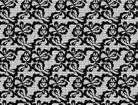 vector Lace black seamless pattern with flowers on white background Stock Photo - Budget Royalty-Free & Subscription, Code: 400-07508997