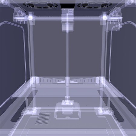 3d printer. X-ray render isolated on black background Stock Photo - Budget Royalty-Free & Subscription, Code: 400-07509145