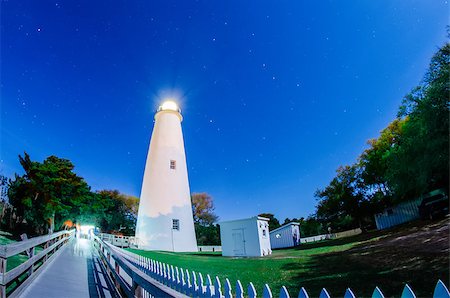 The Ocracoke Lighthouse on Ocracoke Island on the North Carolina coast after sunset Stock Photo - Budget Royalty-Free & Subscription, Code: 400-07509456