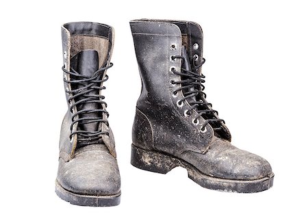 dirty combat boots isolated on white Stock Photo - Budget Royalty-Free & Subscription, Code: 400-07509778