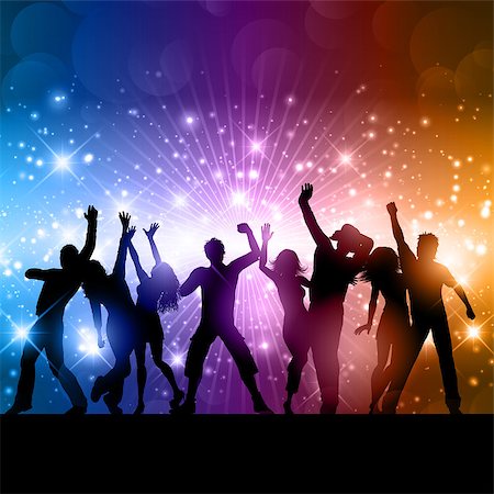 simsearch:400-04389591,k - Silhouettes of people dancing on an abstract background Stock Photo - Budget Royalty-Free & Subscription, Code: 400-07500351