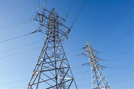 high voltage electric power lines on pylons Stock Photo - Budget Royalty-Free & Subscription, Code: 400-07500984