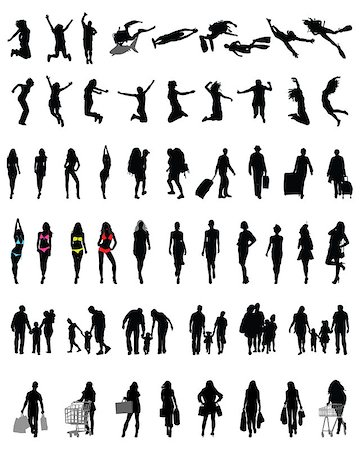 Silhouettes of people in different situations, vector Stock Photo - Budget Royalty-Free & Subscription, Code: 400-07501551