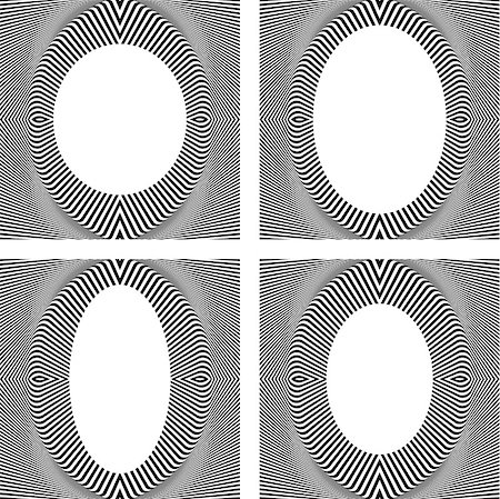 Set of stylish oval frames in op art design. Vector art. Stock Photo - Budget Royalty-Free & Subscription, Code: 400-07502452