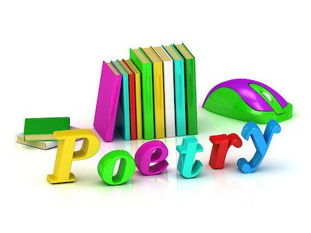 simsearch:700-00150473,k - Poetry - 3d inscription bright volume letter and textbooks and computer mouse on white background Stock Photo - Budget Royalty-Free & Subscription, Code: 400-07502824