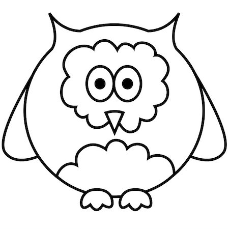 simsearch:400-07995476,k - Black and white outlined illustration of owl. Vector. Stock Photo - Budget Royalty-Free & Subscription, Code: 400-07503220
