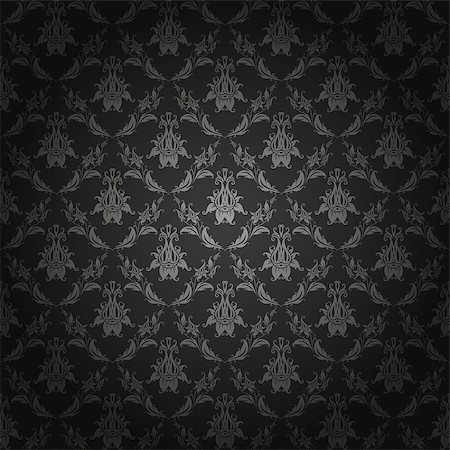 simsearch:400-05888512,k - Damask seamless floral pattern. Royal wallpaper. Flowers on a dark background. Vector illustration EPS 10. Stock Photo - Budget Royalty-Free & Subscription, Code: 400-07503718