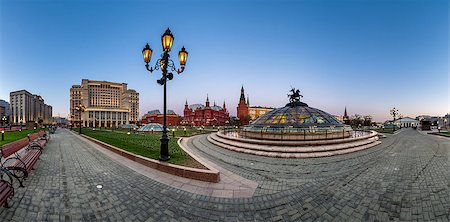 Panorama of Manege Square and Moscow Kremlin in the Evening, Moscow, Russia Stock Photo - Budget Royalty-Free & Subscription, Code: 400-07514956