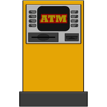 simsearch:400-06858518,k - Cartoon illustration showing an automatic bank machine Stock Photo - Budget Royalty-Free & Subscription, Code: 400-07515011
