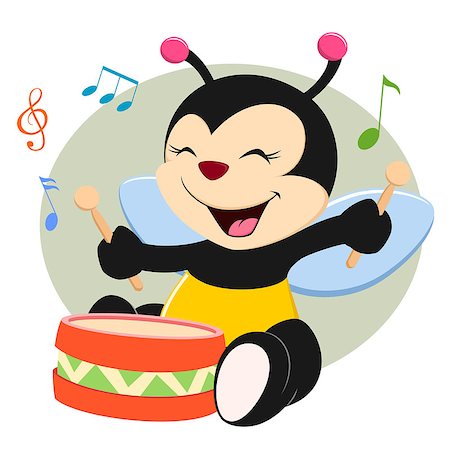 Baby bee beating floor drum in a musical class Stock Photo - Budget Royalty-Free & Subscription, Code: 400-07515355
