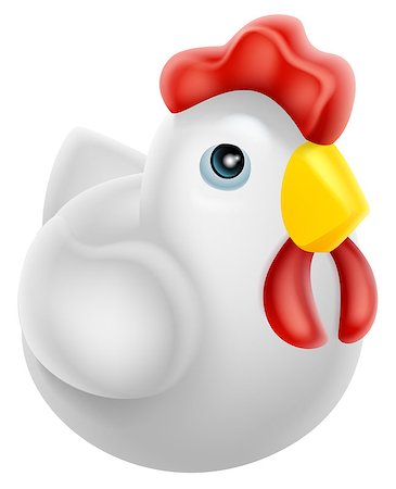 A cute white cartoon chicken or hen icon Photographie de stock - Aubaine LD & Abonnement, Code: 400-07515530