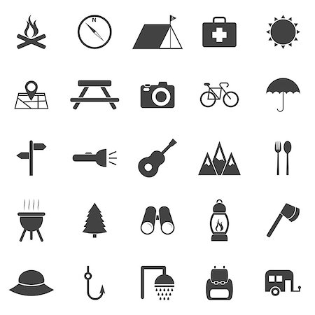 food icons - Camping icons on white background, stock vector Stock Photo - Budget Royalty-Free & Subscription, Code: 400-07515795