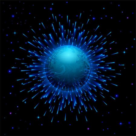 simsearch:400-07516434,k - Space background with bursting blue planet in universe Stock Photo - Budget Royalty-Free & Subscription, Code: 400-07516279