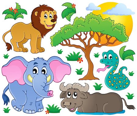 simsearch:400-04836462,k - Cute African animals collection 2 - eps10 vector illustration. Foto de stock - Super Valor sin royalties y Suscripción, Código: 400-07516548