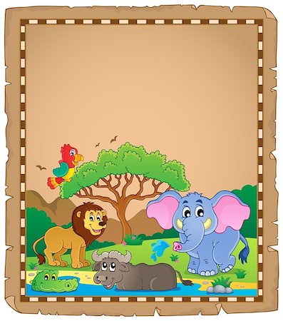 simsearch:400-04365864,k - Parchment with African animals 2 - eps10 vector illustration. Stock Photo - Budget Royalty-Free & Subscription, Code: 400-07516561
