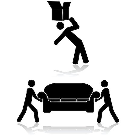 pictures of stick figure people - Icon set showing a couple of people moving a sofa and another moving a box Stock Photo - Budget Royalty-Free & Subscription, Code: 400-07517136