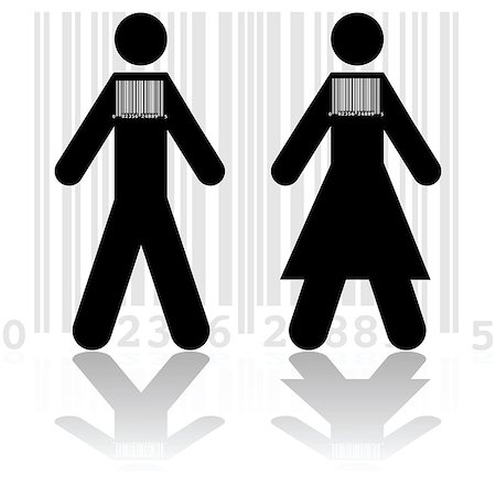 pictures of stick figure people - Concept illustration showing a couple wearing barcodes, to represent the commodification of modern society Stock Photo - Budget Royalty-Free & Subscription, Code: 400-07517137