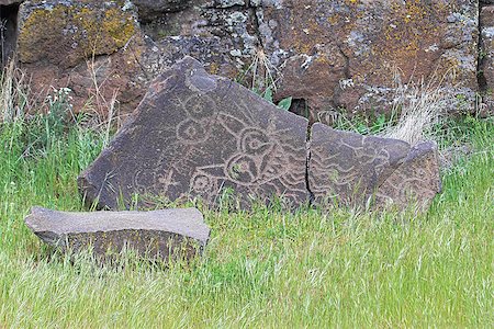 Native Anerican Indians Mythical Animals Petrogylph on Rock Artwork at Horsethief Lake Washington Stock Photo - Budget Royalty-Free & Subscription, Code: 400-07517160