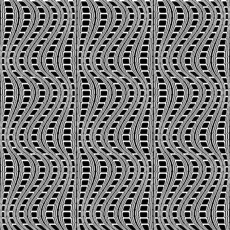 deform - Design seamless monochrome movement illusion trellised pattern. Abstract distortion textured background. Vector art Stock Photo - Budget Royalty-Free & Subscription, Code: 400-07518676