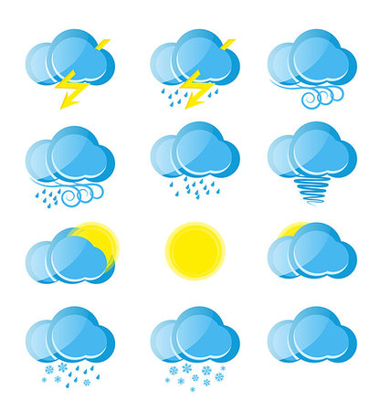 simsearch:400-06416612,k - Vector weather icons on white background Stock Photo - Budget Royalty-Free & Subscription, Code: 400-07518919