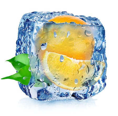 simsearch:400-05698489,k - Orange in ice cube with drops isolated on white Stock Photo - Budget Royalty-Free & Subscription, Code: 400-07518927